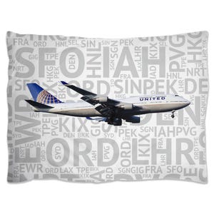 747 with Airport Codes - Pillow Shams