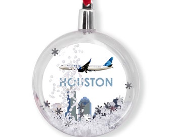 737 MAX over Houston -  Snow Globe Ornament