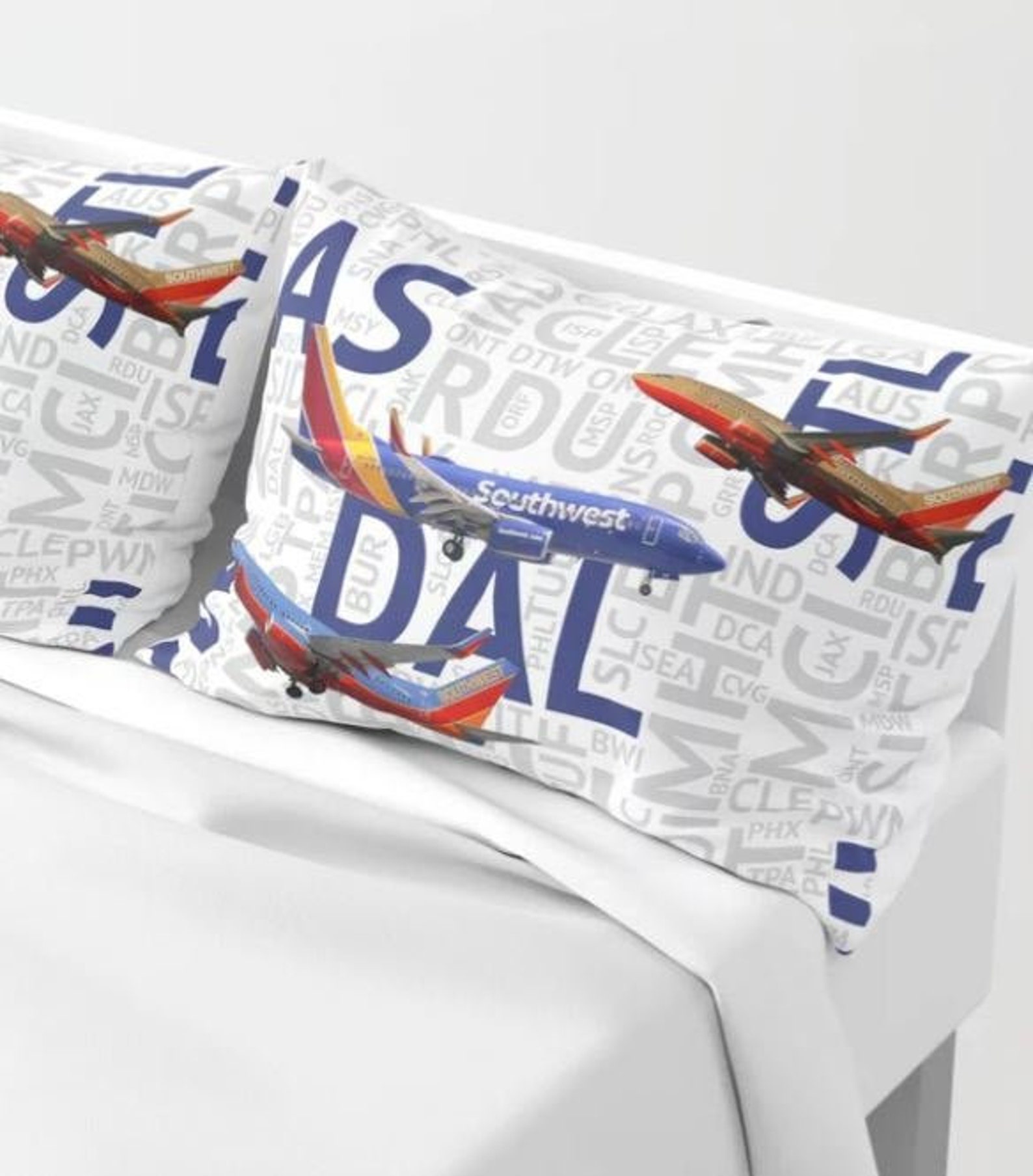 Southwest Airlines 737's with Airport Codes Pillow Shams Etsy