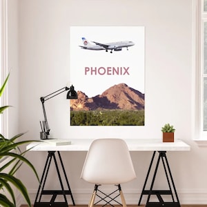 America West Airlines Airbus A320 over Phoenix -  Poster