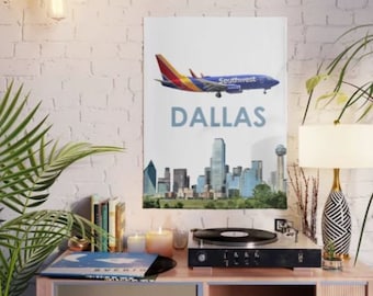 Boeing 737 over Dallas Art -  Poster
