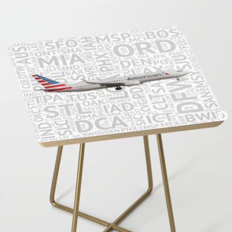 Accent Table American Airlines 737 with Airport Codes