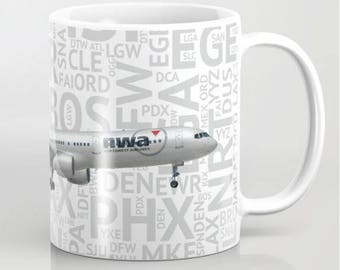 Northwest Airlines   (NWA)  757-200 with Airport Codes - Coffee Mug