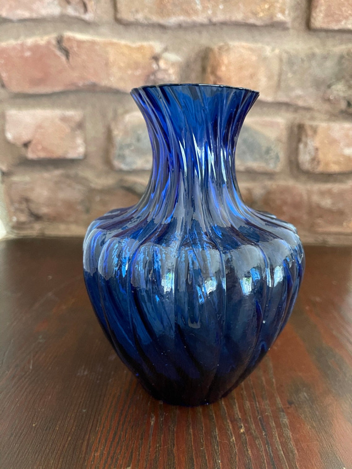 Vintage Royal Blue Imperial Glass Reticulated Vase Etsy