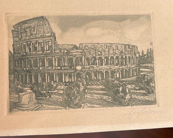 Vintage Roman Colosseum Engraving/Lithograph Small Art