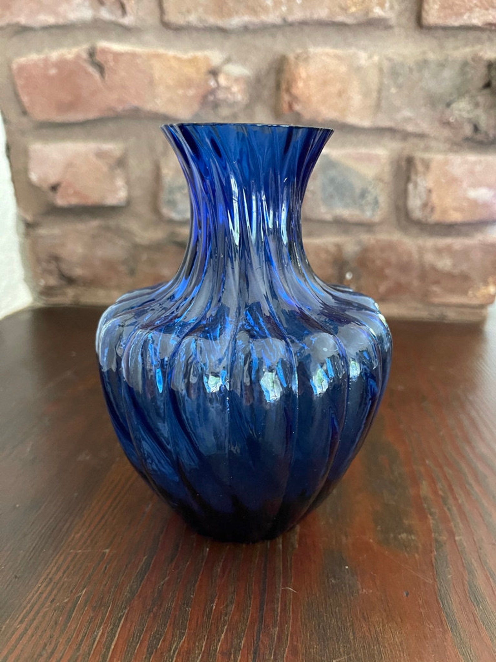 Vintage Royal Blue Imperial Glass Reticulated Vase | Etsy