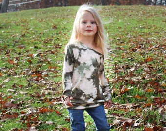 Girls Winter Sweater, Tie Dye Sweater, Girls Sweater for Cool Weather, Off Shoulder Top, Girls Winter Wear