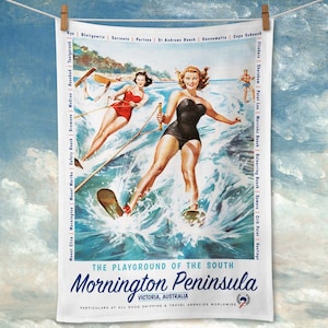 Mornington Peninsula Tea Towel | Printed in Australia | Kitchen Towel | Linen Blend | Kitchen Decor | Gift Idea