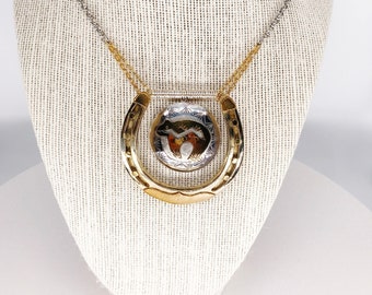 Western Necklace, Silver and Gold pendant