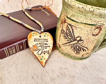 Ceramic Pendant Necklace, Heart Necklace