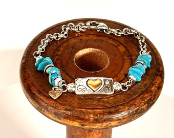 Vintage Heart Chain Bracelet Saying, "Listen To Your Heart"