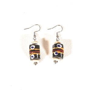 African Trade Bead Dangle Earrings