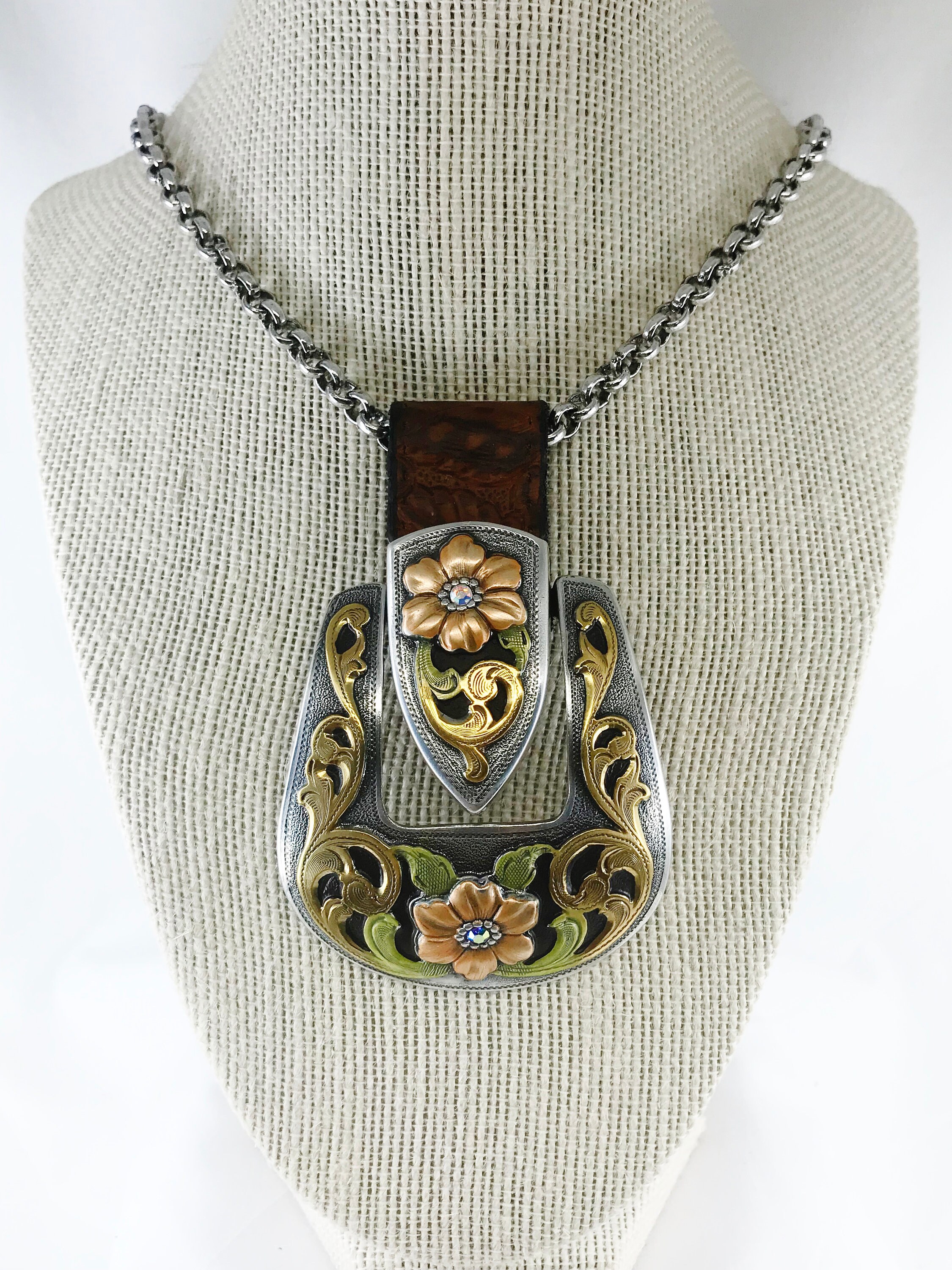 Western Jewelry Vintage Necklace Buckle Jewelry Etsy