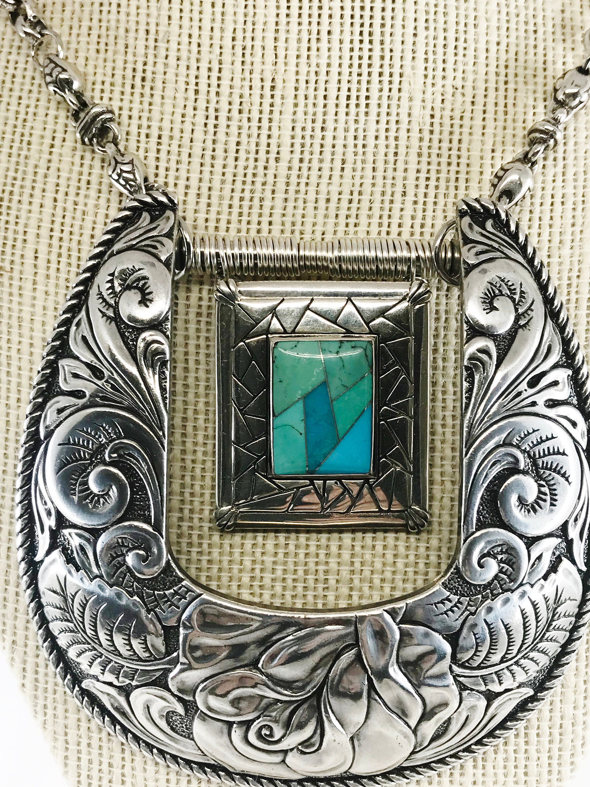 Western Jewelry Buckle Necklace Turquoise Jewelry Etsy