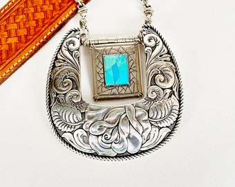 Western Jewelry, Buckle Necklace, Turquoise Jewelry