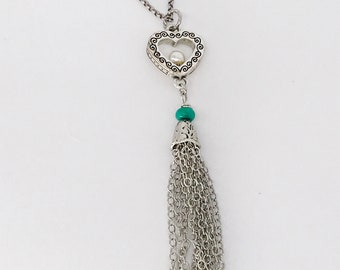 Vintage Necklace, Silver Heart Necklace, Brighton Jewelry