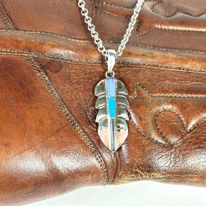 Silver Feather Necklace, Western Jewelry
