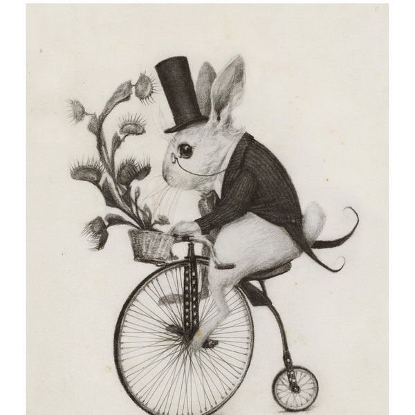 Stampa artistica illustrata del coniglio di consegna
