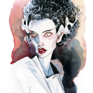 Bride of Frankenstein Pink Illustrated Art Print