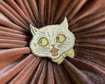 Feisty Cat Hard Enamel Pin Retro Vintage Style