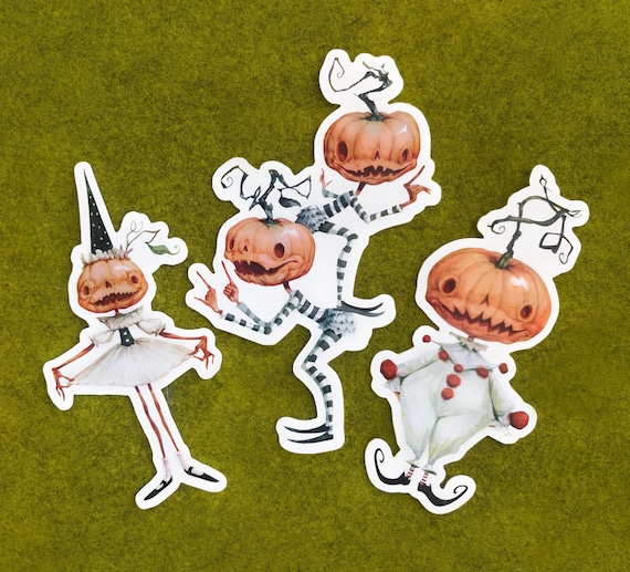 Pumpkin People Vinyl Sticker Set of 3