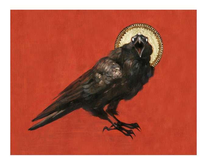 Gothic Raven Illustrated Art Print
