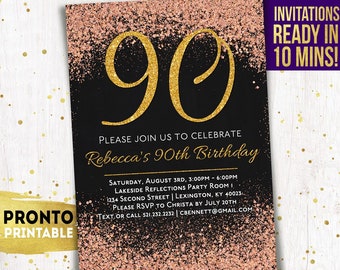 90th birthday invitations etsy