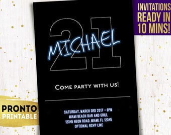 21st birthday invitations etsy