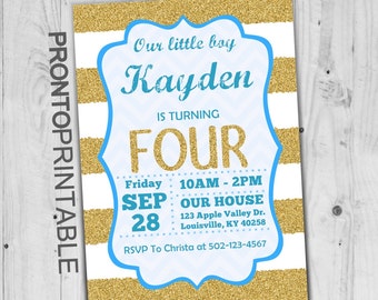 4th birthday invite etsy