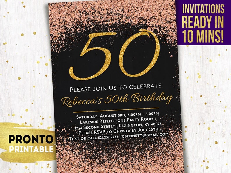 50th Birthday Invitations 50th Birthday Party Invitations 50th Birthday Invitation Invite 50th Birthday Invitation For Women