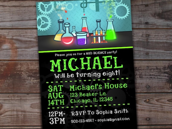 science party invitation mad scientist invitations mad etsy