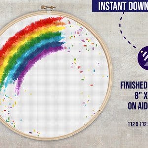 Watercolor Rainbow Cross Stitch Pattern #2