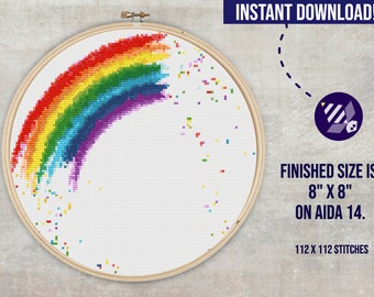Watercolor Rainbow Cross Stitch Pattern #2