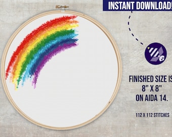 Watercolor Rainbow Cross Stitch Pattern