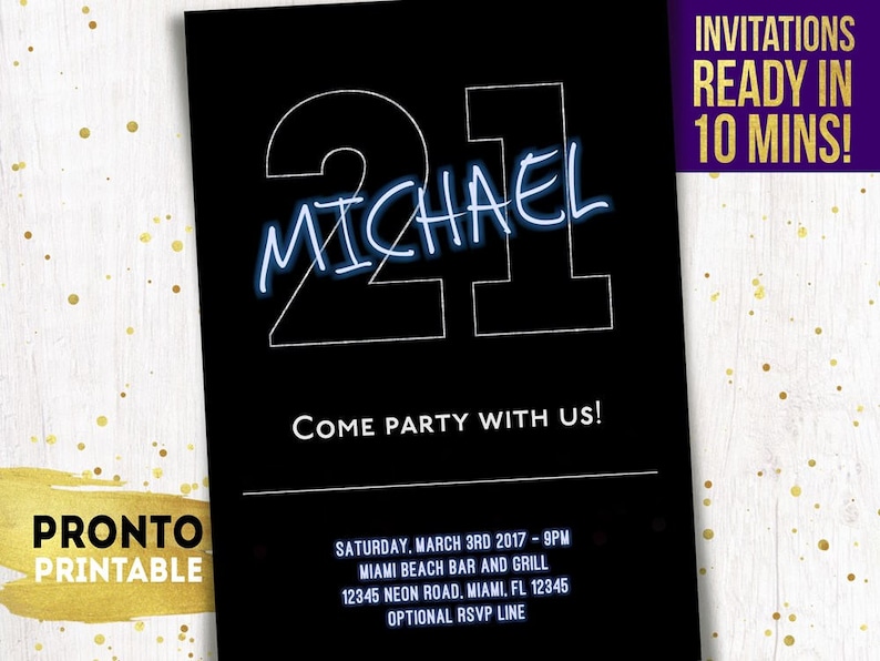 21st Birthday Invitations Guy 21st Birthday Invitations For Etsy
