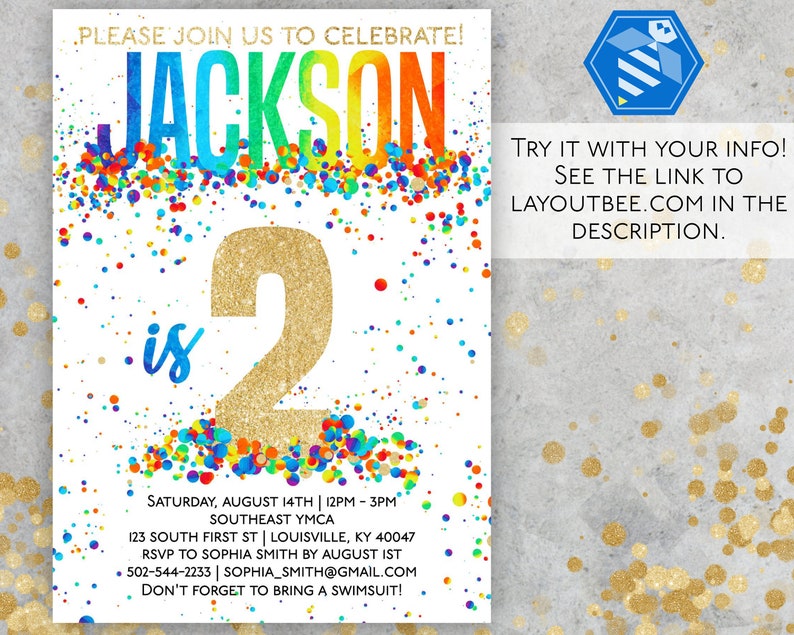 Confetti Birthday Party Invitation Confetti Party Invitation Etsy