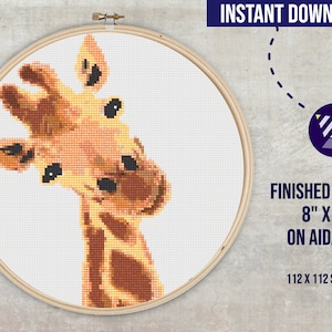 Giraffe Cross Stitch Pattern, Watercolor Giraffe Pattern