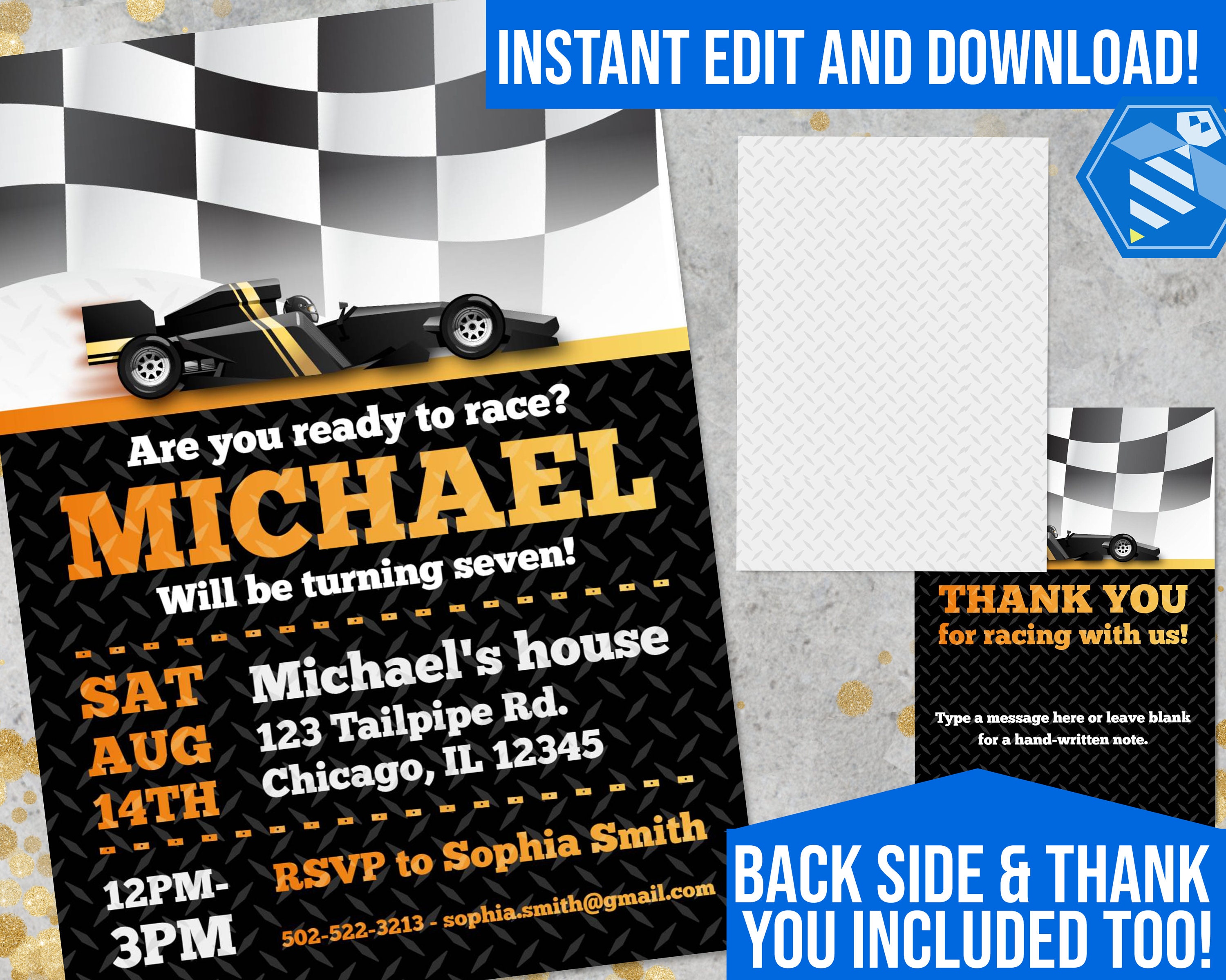 Gokart Birthday Invitation Karting Birthday Invitation Etsy UK