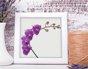Orchid Cross Stitch Pattern,  purple orchids cross stitch pattern, 16x16 cross stitch pattern