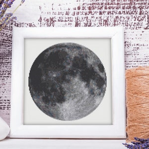 Moon Cross Stitch Pattern, full moon phase cross stitch pattern, celestial cross stitch pattern