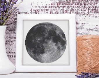 Full Moon Phase Cross Stitch Pattern, Celestial Design (PDF Pattern)
