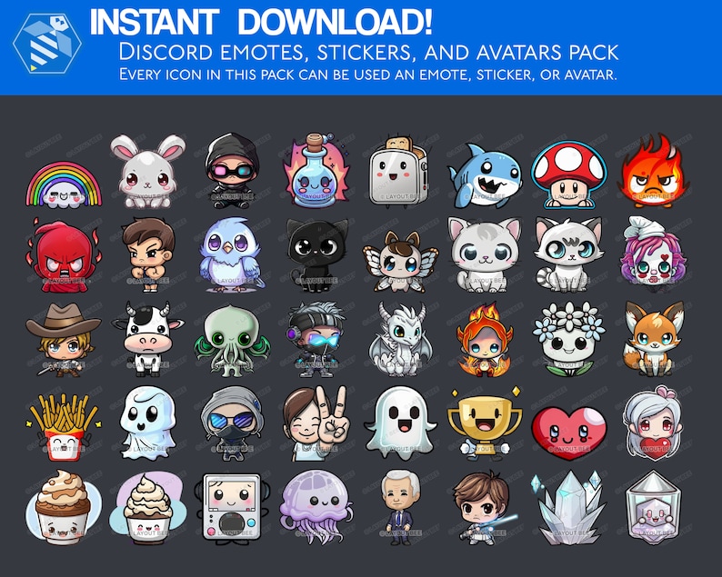 Chibi Discord Emojis Discord Emotes Discord Stickers Etsy