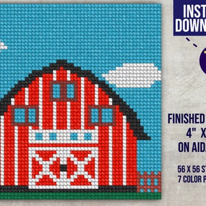 Barn Cross Stitch Pattern, easy pattern, instant download PDF cross stitch, farm cross stitch pattern