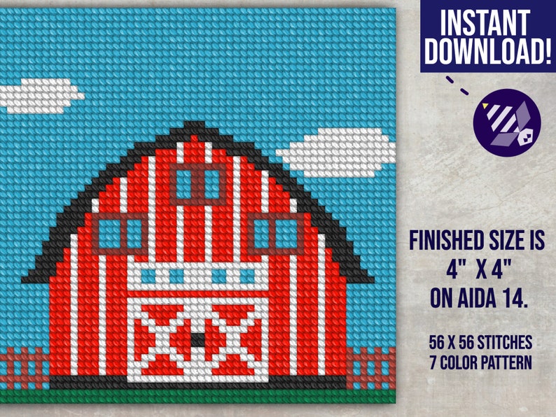 Barn Cross Stitch Pattern Easy Pattern Instant Download PDF Etsy