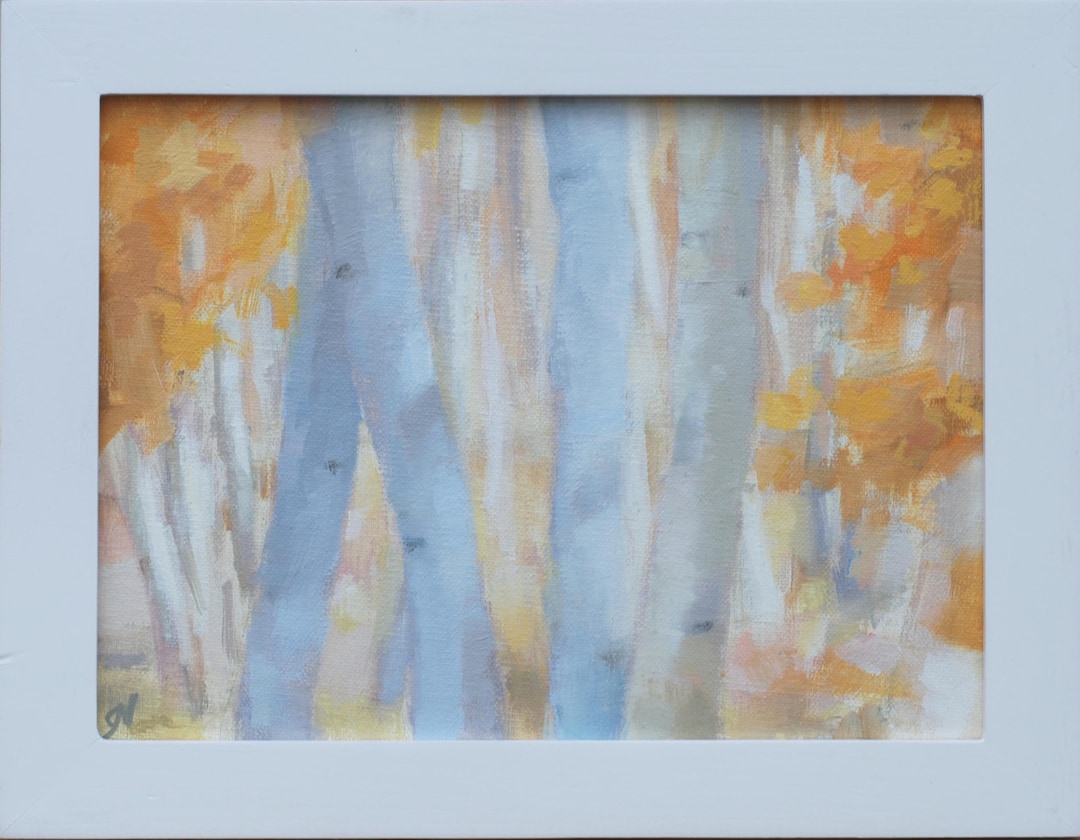 Original Oil Painting: Aspen Forest Landscape - Fall Woods Birch Trees ...