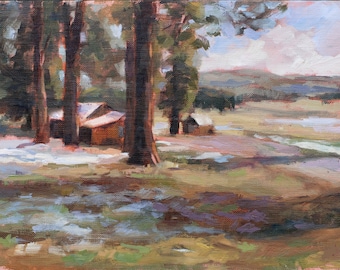Original Oil Painting: New Mexico Landscape, Valles Caldera Plein Air Art, 6x8 inches