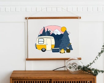 Vintage Trailer Print - 8x10 | Retro Camper Art | Outdoors Illustration | Gift for Camping Enthusiasts | Father's Day or Birthday Present