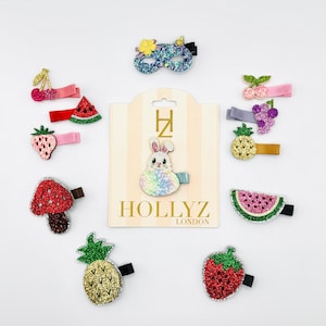 Ensemble de pinces à cheveux scintillantes fruits et lapin HOLLYZ