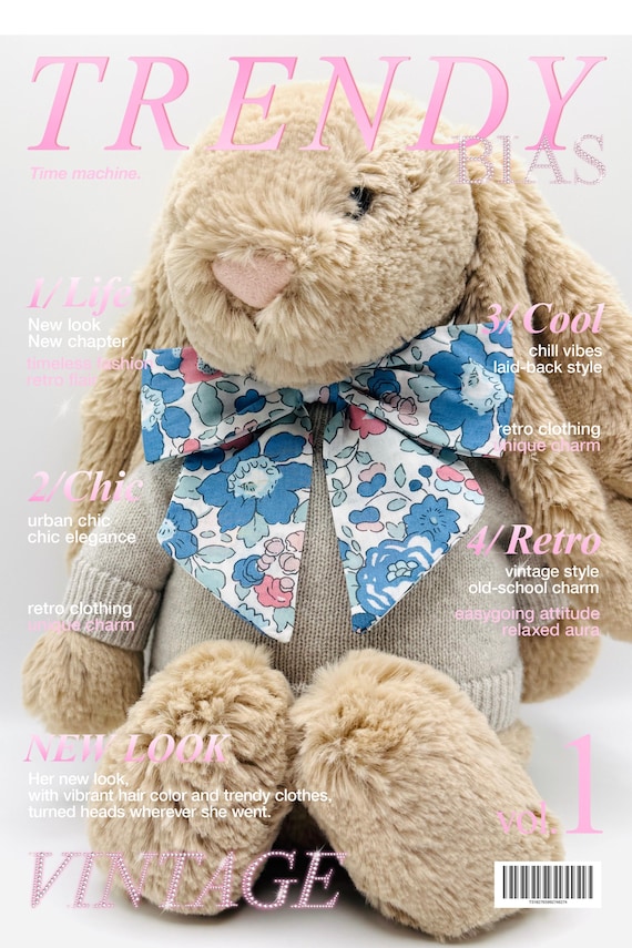 Liberty Fabric Bow Scrunchie – Handmade Toy Accessory, Floral Doll Scarf, Bow for Jellycat Bunnies Hair Scrunchie