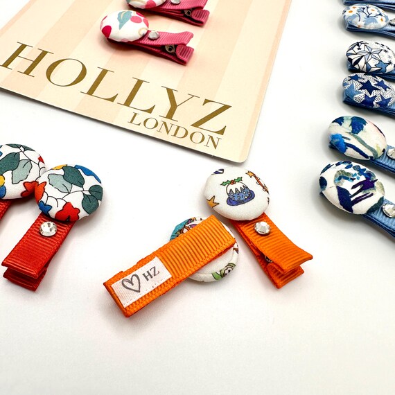 Handmade Liberty Print Button Hair Clips – Unique Prints for Every Pair